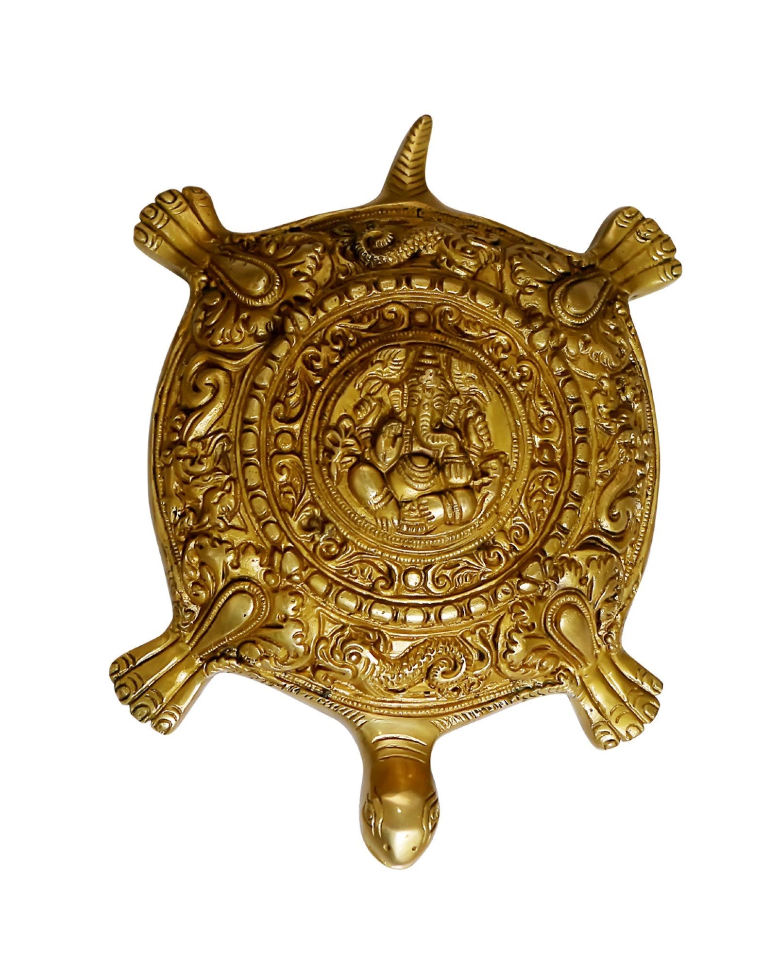 Crafthut Brass Statue Of Turtle Ganesh Yantra Feng Shui/Vaastu For Home & Office, Handcrafted With Antique Look Product Dimensio